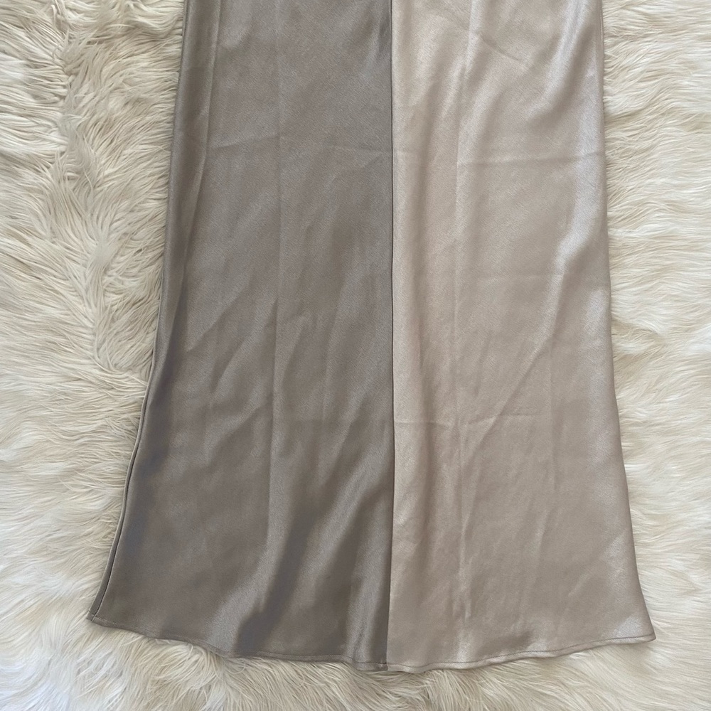 Bec + Bridge Stone Grey Satin Colorblock Felix V Cut Out Maxi Dress - Picture 10 of 14